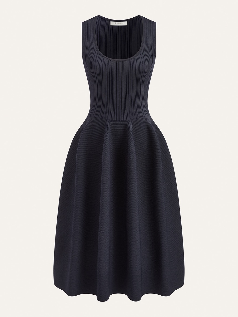 NWT Commense Navy Rib Knit Fit & Flare Midi Dress Size L